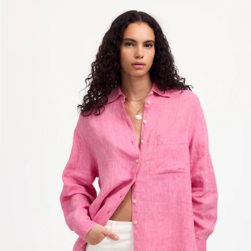 New Madewell oversized linen button down